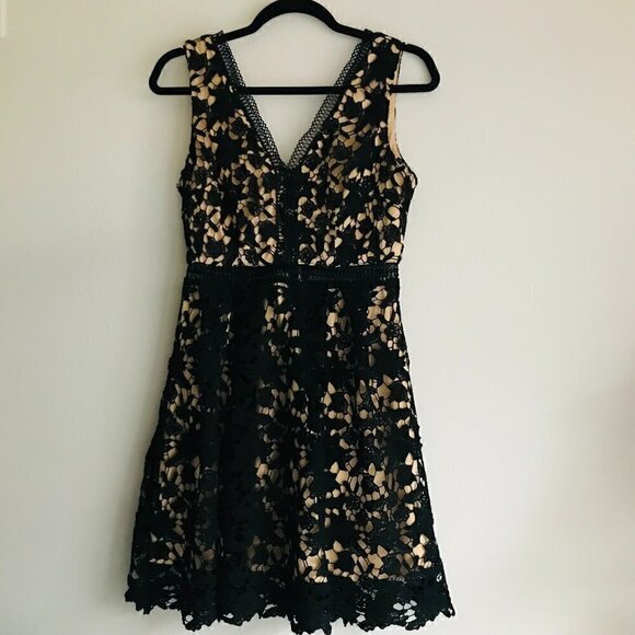 ALYA FRANCESCA'S Black Nude Fit & Flare Dress - Picture 1 of 7